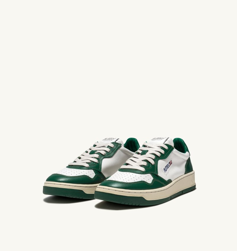 Autry Green & White Medalist Mid Sneakers