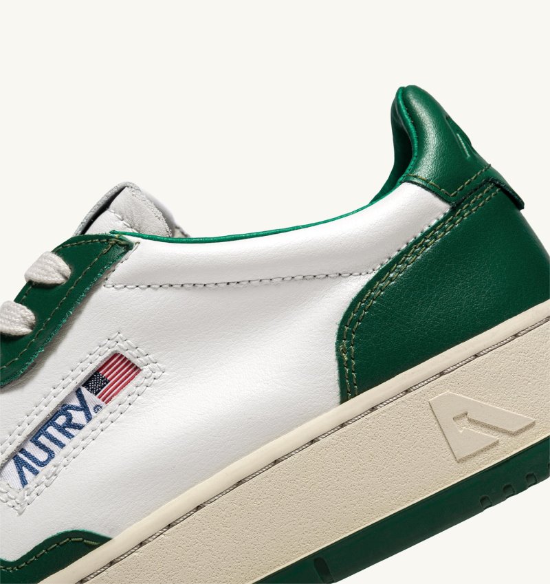 Autry Green & White Medalist Mid Sneakers